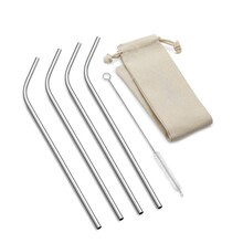 76624 Bent S/S Straws Set/4 + Cleaning Brush