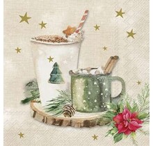 L1025460 Luncheon Napkin-X-Mas Drinks (cream)