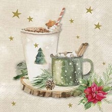 L1025460 Luncheon Napkin-X-Mas Drinks (cream)