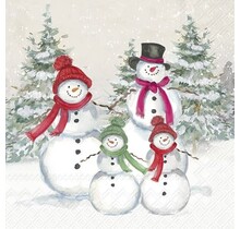 L1059500 Luncheon Napkin-Snowmen Family