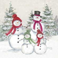 L1059500 Luncheon Napkin-Snowmen Family