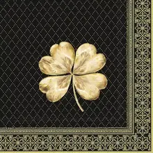 L1062779 Luncheon Napkin-Golden Cloverleaf (black/gold)