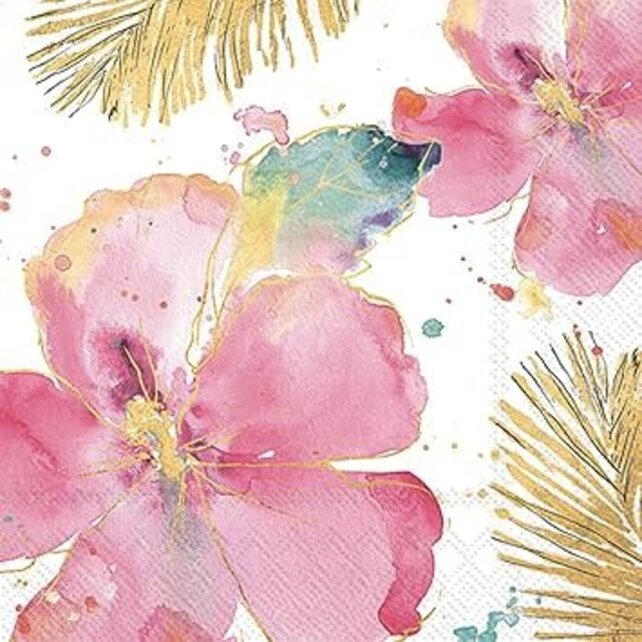 L1073460 Luncheon Napkin-Flamingo Fever Flower (cream) L1073460 Luncheon Napkin-Flamingo Fever Flower (cream)