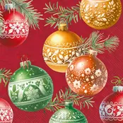 L1088310 Luncheon Napkin-Christmas Bubbles (red) L1088310 Luncheon Napkin-Christmas Bubbles (red)