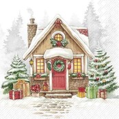 L1093700 Luncheon Napkin-Festive House L1093700 Luncheon Napkin-Festive House