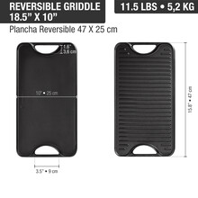 6234160 Victoria Cast Iron Reversible Griddle 18.5" x 10"