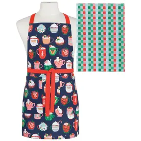 JAP2619D Apron & Tea Towel-Cozy Cups