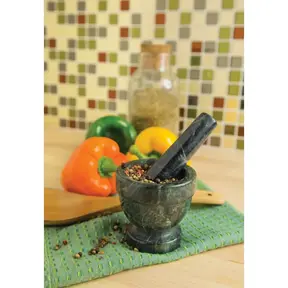 3822 GreenMarble Mortar & Pestle