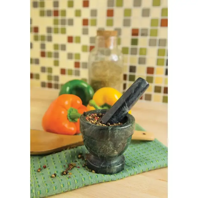 3822 GreenMarble Mortar & Pestle