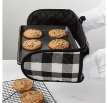 2170001 Long Double Handed Chef Mitt-Black Check