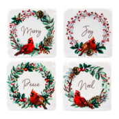 CX178898 Coaster Set/4-Cardinal in Wreath
