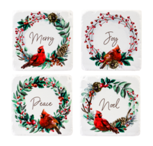 CX178898 Coaster Set/4-Cardinal in Wreath