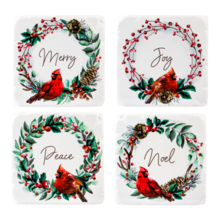 CX178898 Coaster Set/4-Cardinal in Wreath