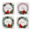 CX178898 Coaster Set/4-Cardinal in Wreath