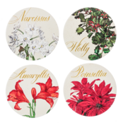 MX200030   Coaster Set-Christmas Floral- 4 pc set