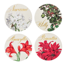 MX200030   Coaster Set-Christmas Floral- 4 pc set
