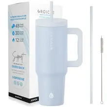 ASPEN -Insulated 40oz Tumbler w/Straw & Handle-Slate Blue