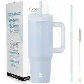 ASPEN -Insulated 40oz Tumbler w/Straw & Handle-Slate Blue