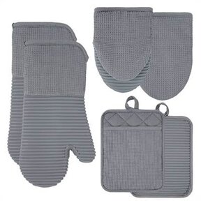 MTT-GY Oven Mitts and Potholder Set-Grey