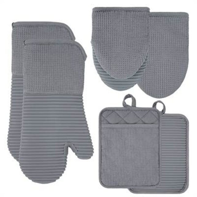 MTT-GY Oven Mitts and Potholder Set-Grey