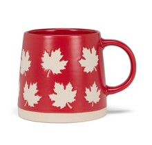 27-Artisan-118  Wide Base Mug w/Maple Leaves - Red