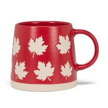 27-Artisan-118  Wide Base Mug w/Maple Leaves - Red