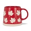 27-Artisan-118  Wide Base Mug w/Maple Leaves - Red