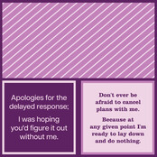 366-7129 Cocktail Napkin: Delayed Response/Cancel Plans