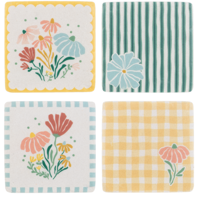 CB200639 Floral Coaster Set of 4