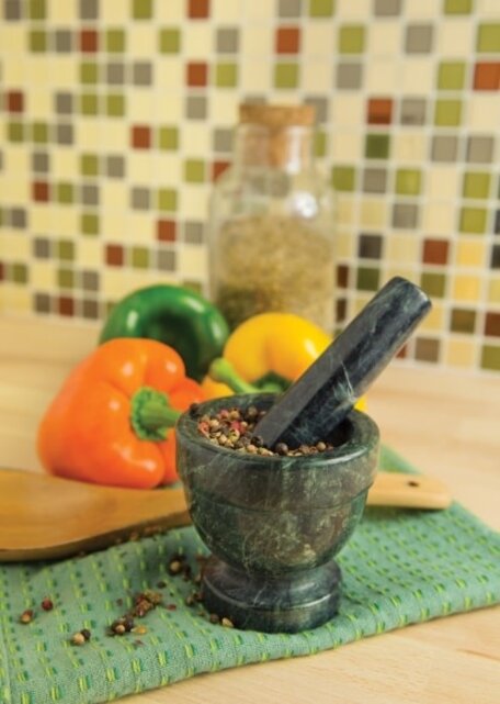 3822 GreenMarble Mortar & Pestle