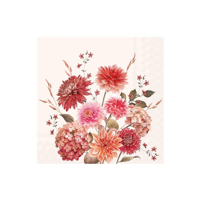 L1112560 Luncheon Napkin-Autumn Bouquet-cream