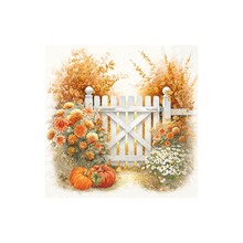 L1113560 Luncheon Napkin-Autumn Garden-cream