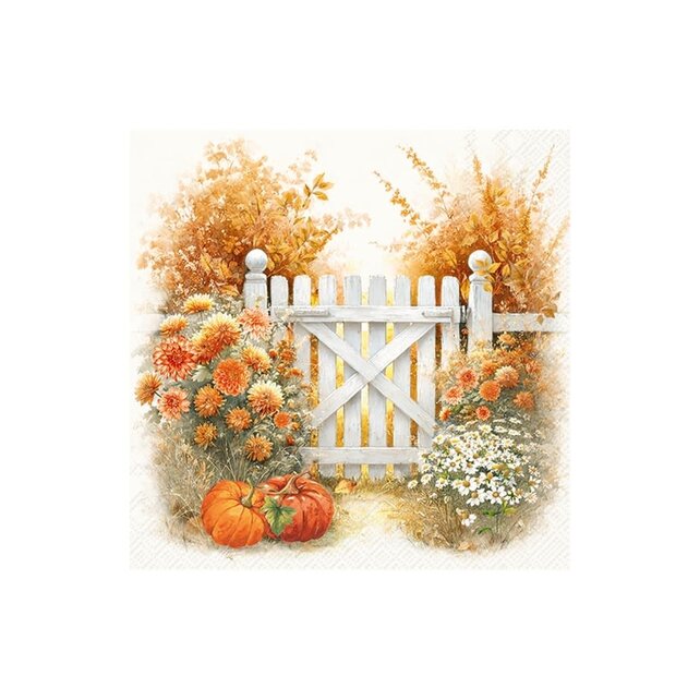 L1113560 Luncheon Napkin-Autumn Garden-cream
