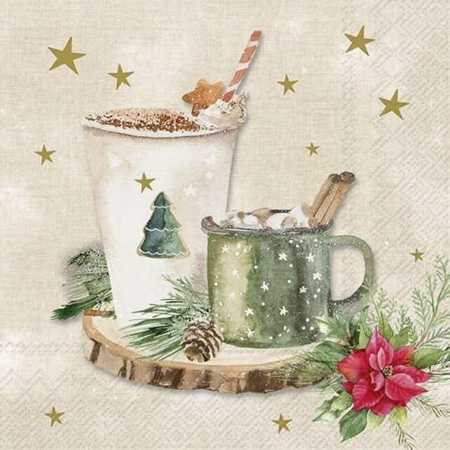 C1025460 Cocktail Napkin - Xmas Drinks-Cream