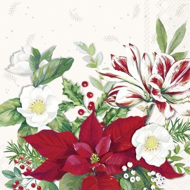 C1016790 Cocktail Napkin-Christmas Florals