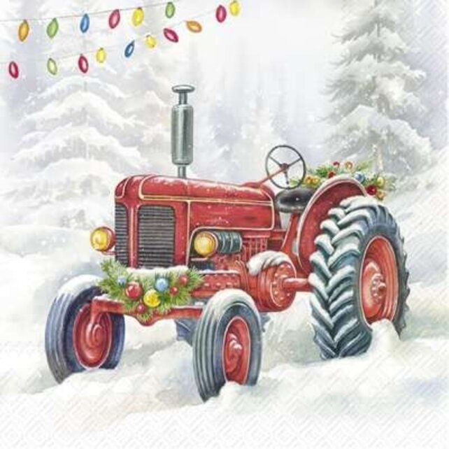 L1092700 Luncheon Napkin-Festive Tractor