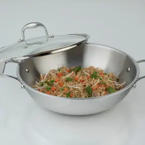 3502-32-00 Super Steel S/S Wok w/Cover-32cm