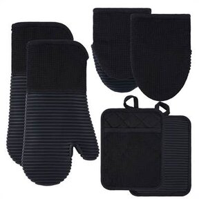 MTT-BK Oven Mitts and Potholder Set-Black