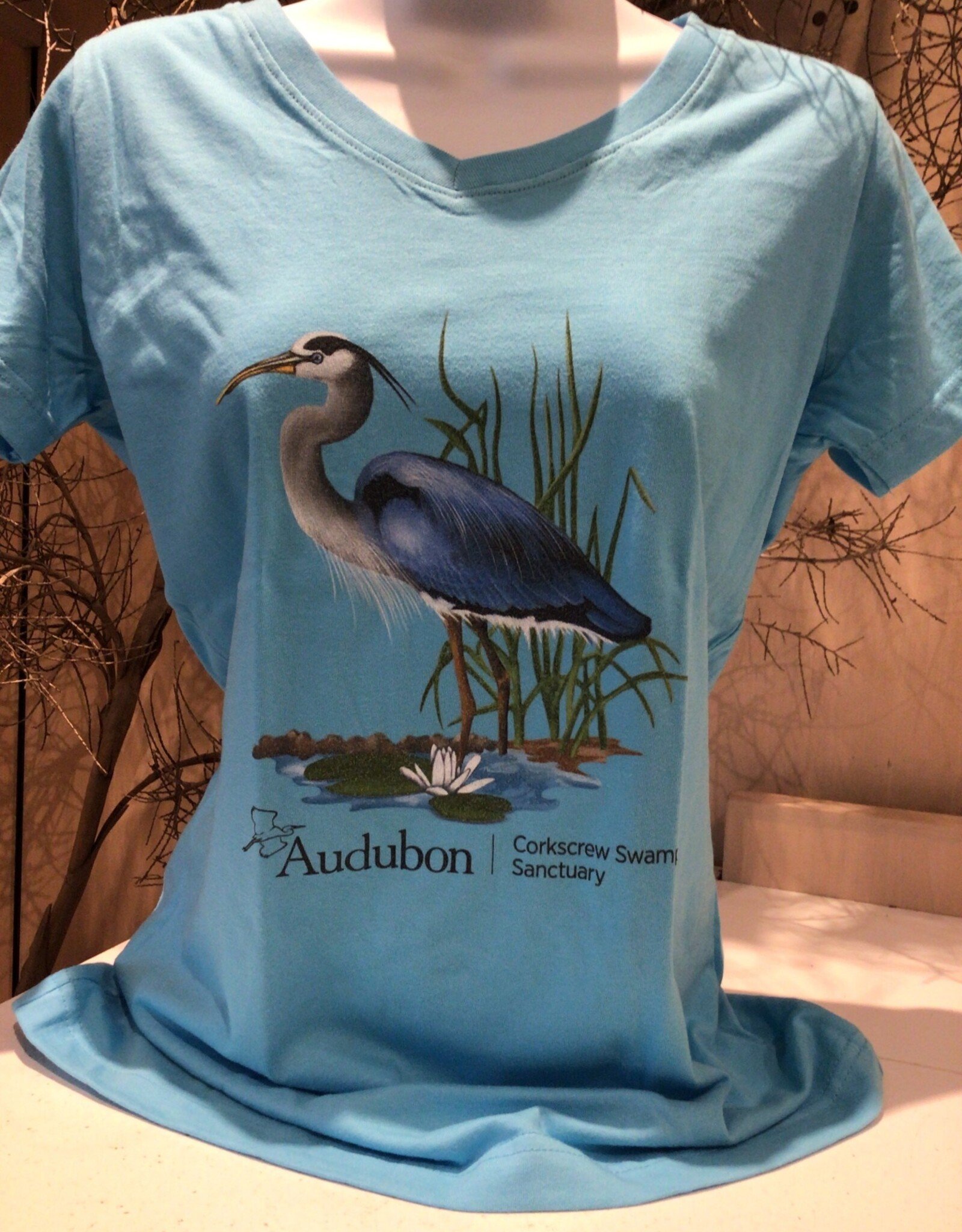 T-Shirt - Ladies Blue Heron with Lily Pad