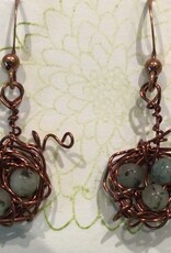 Earrings Copper Nest Kiwi Quartz