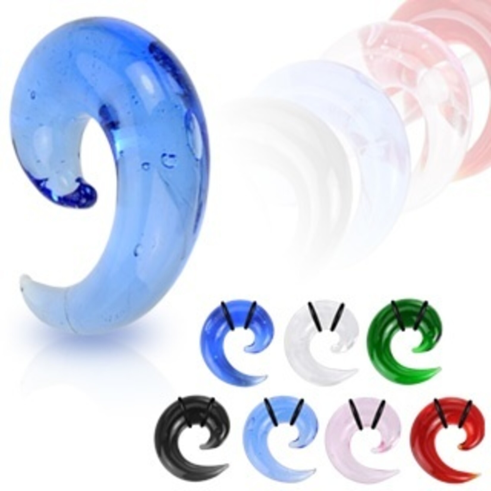 TGL7030 Pair Glass Spiral Transparent Tapers