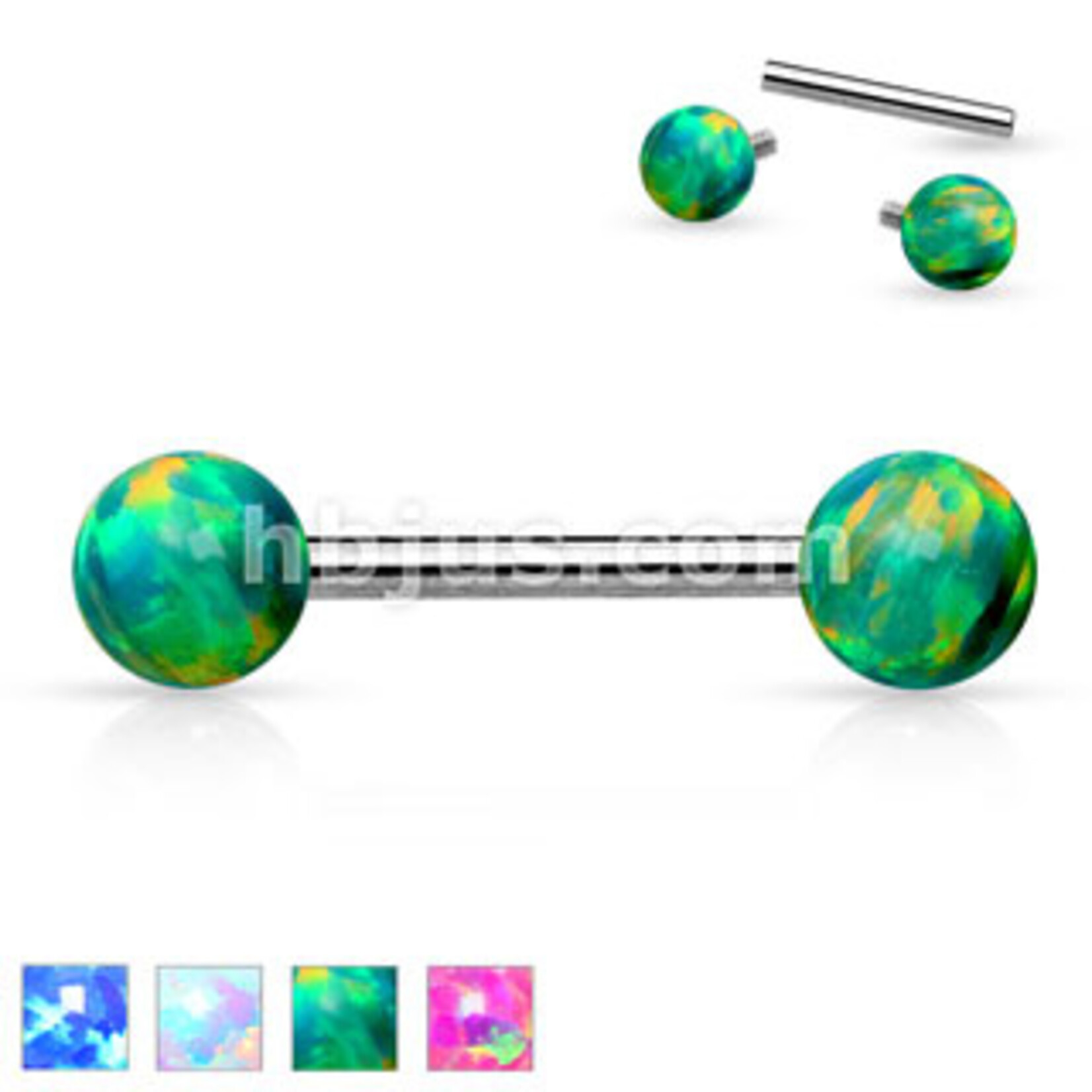 Hollywood Body Jewelry Opal Balls Both Sides Barbell