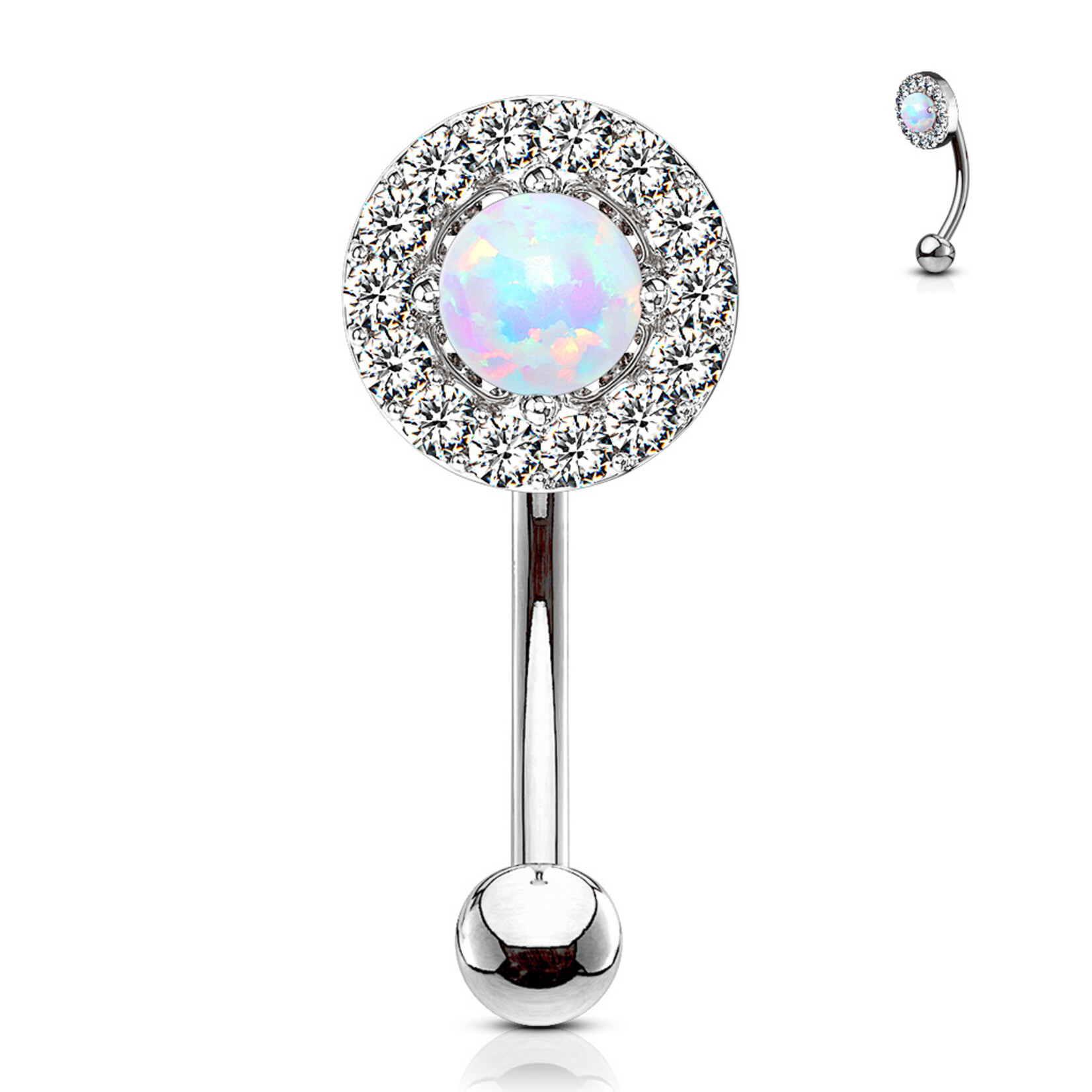Hollywood Body Jewelry Opal Center with Surrounding Gems Bent Barbell