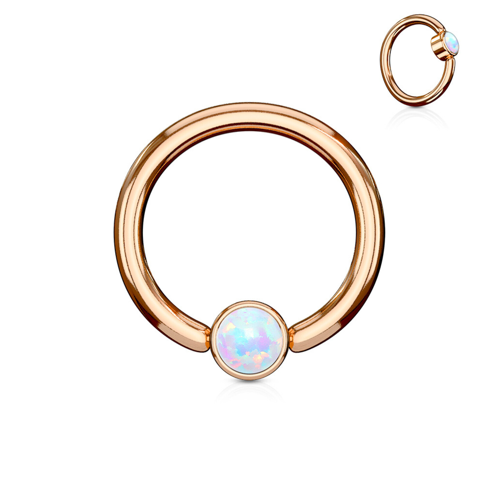 Body Jewelry Opal Rose Gold With Gem Captive Bead Ring