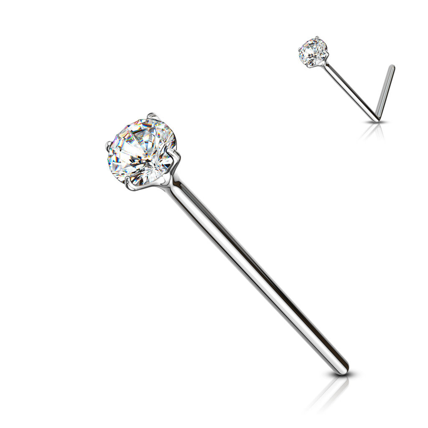 Hollywood Body Jewelry .925 Sterling Silver Gem.925 Sterling Silver Prong Set Assorted CZ