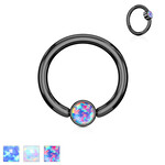 Body Jewelry Opal Set Flat Black Captive Bead Ring