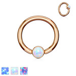 Hollywood Body Jewelry Opal Rose Gold With Gem Captive Bead Ring