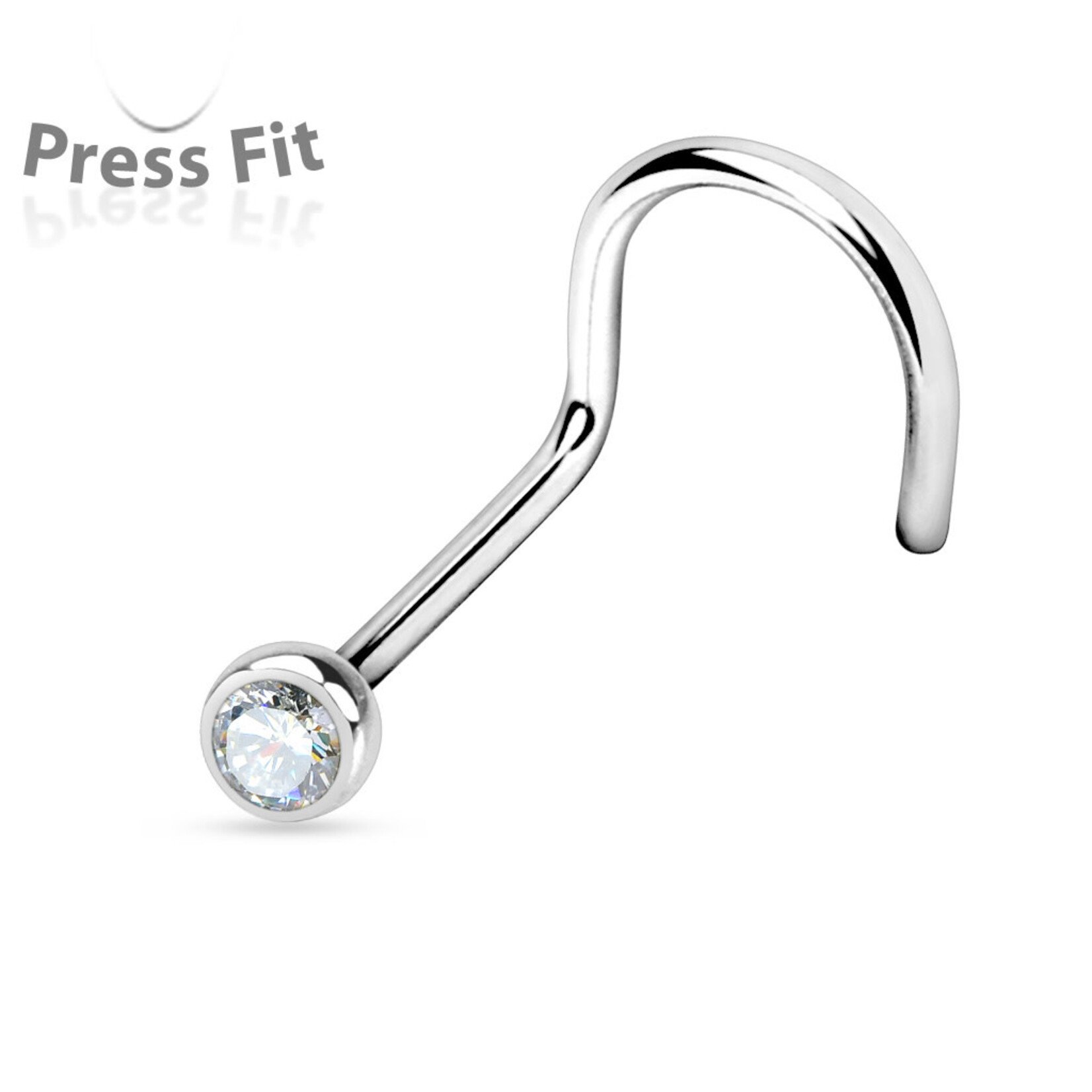 Body Jewelry Press Fit 2mm Gem 1/4" 316L SS Nose Screw