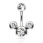 Hollywood Body Jewelry Triple Gem Navel Ring Crystal