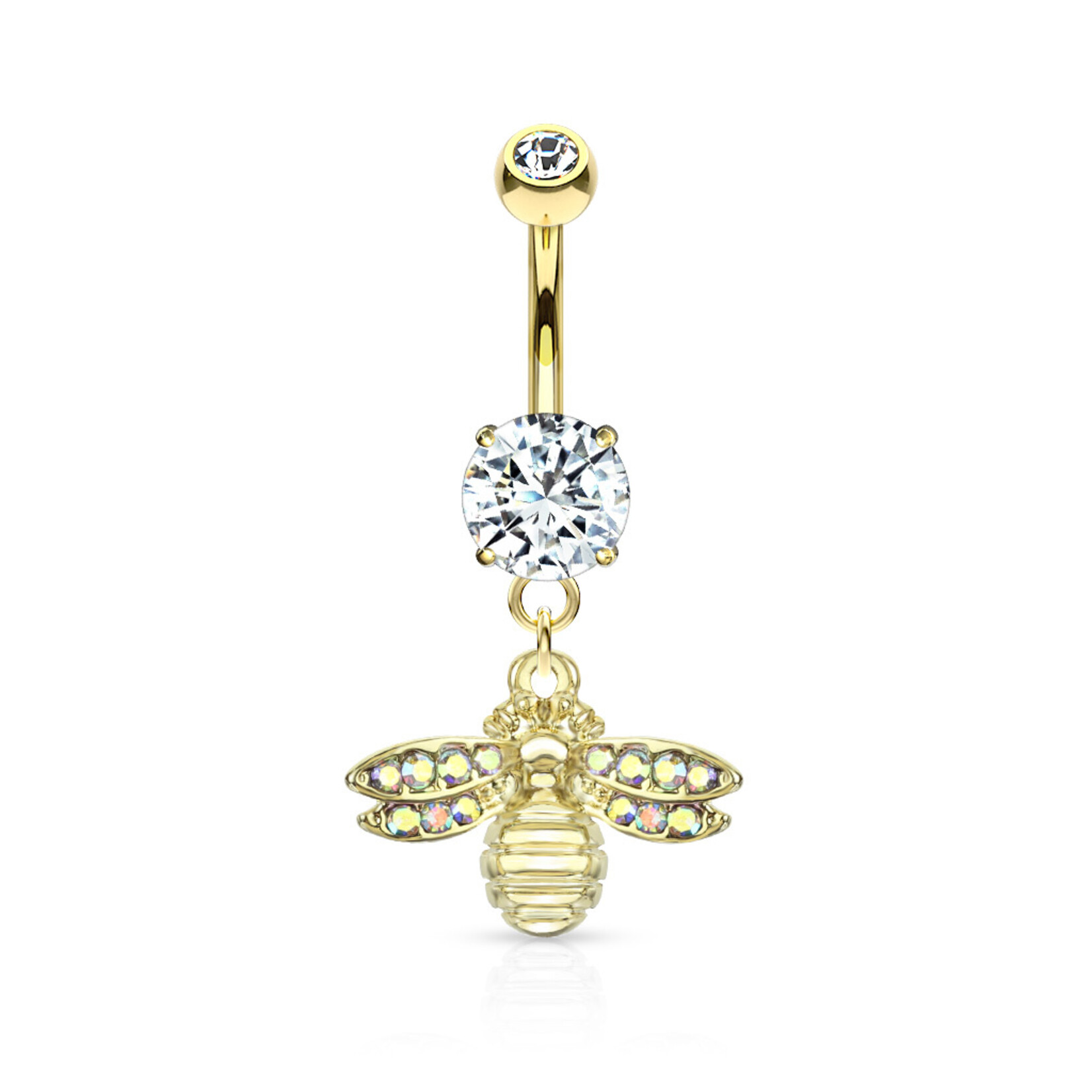 Body Jewelry Bee with Crystal Gem Navel Dangle